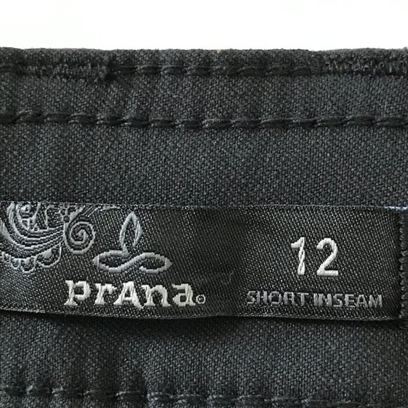 Prana Halle Straight Pants Women 12 Black Mid Rise Zip Pocket UPF 50+ Outdoor - Picture 3 of 16